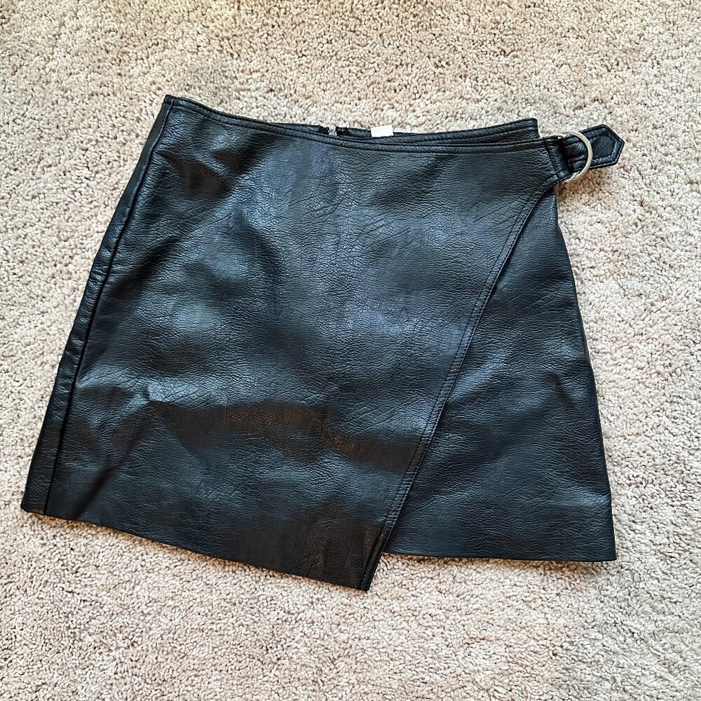 H&M Mini leather asymmetrical wrap skirt